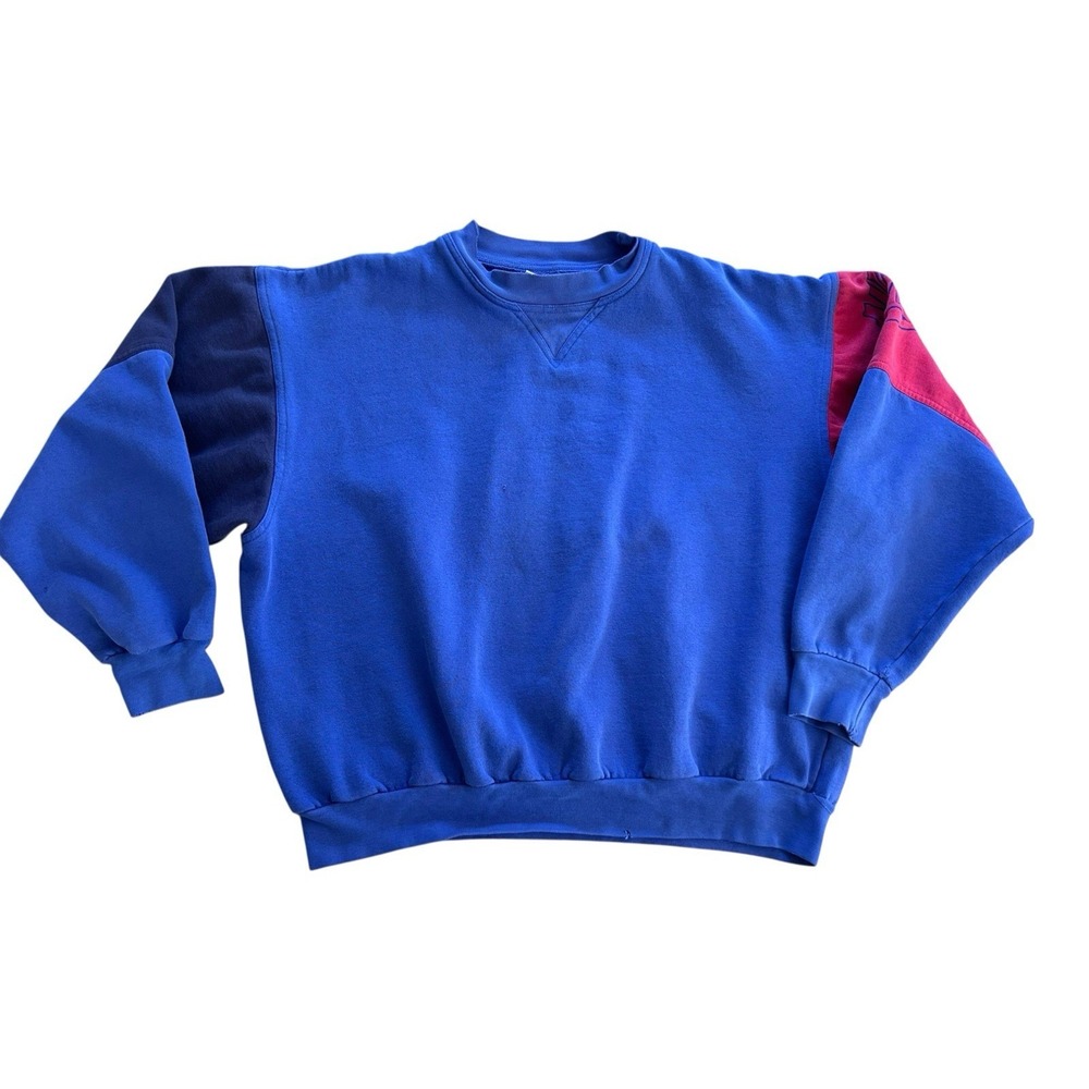 NIKE AIR - Vtg 80s Navy Blue Center Swoosh Crewneck Embroidered Sweatshirt L